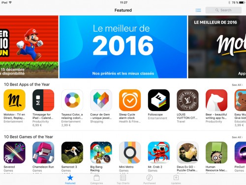 Apple store&nbsp;2016&nbsp;:<br/>Les&nbsp;10&nbsp;meilleures apps de&nbsp;l’année